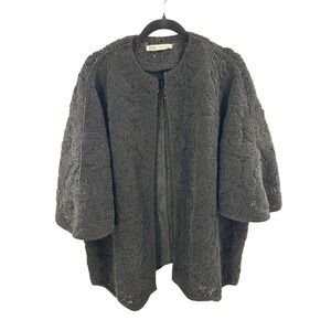 ZARA Textured Knit/ Crochet Open Front Jacket Cardigan Women M